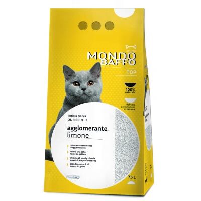 lettiera igienica composta al 100% da bentonite bianca altamente assorbente e agglomerante.
